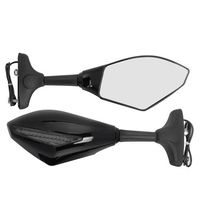 Amazinea 2pcs Front&Black Intergrated Amber LED Turn Signal Blinker Rearview Side Mirror For Honda Yamaha Kawasaki Ninja (Smoke, Black)