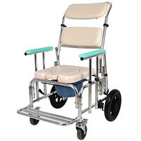 ZBYXZIGJ Mobile Wheeled Commode Chair Toilet Chair Bathroom Elderly Bath Chair with Padded Seat and Back Brakes and Footrests