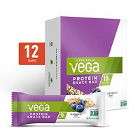 Vega Protein Snack Bar Blueberry Oat, Plant Based Vegan Protein Bars, Non Dairy, Gluten Free, Non GMO, 1.6 Ounce, Pack of 12