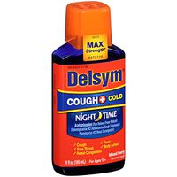 Delsym Childrens Mixed Berry Night Time Cough Plus Cold Relief Liquid, 6 Fluid Ounce - 6 per case.