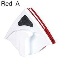 Ammzzoo111 Window Cleaning Squeegee Tool, Double Sided Magnetic Window Glass Cleaner Wiper Surface Brush Cleaning Tool Red A