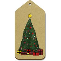 Azeeda 10 x Large 'Christmas Tree with Gifts' Wooden Gift Tags (TG00080122)