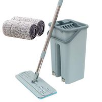 Weoto Mop Cleaning System, 360 Degree Mop and Bucket, Self Wringing Microfibre Flat Mop for Home Cleaning