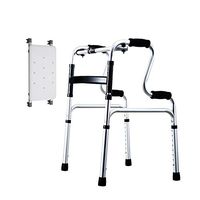 Portable Aluminum Folding Walker, 8 Adjustable Gears, 2 Wheels, Silver (Size : Walker+Bath Board)