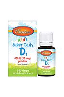 Carlson - Kid's Super Daily D3, Vitamin D Drops for Kids, 400 IU (10 mcg) per Drop, Heart & Immune Health, Vegetarian, Liquid Vitamin D Drops, Unflavored (365 Drops)