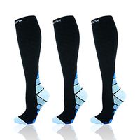 Compression Socks for Women & Men, 20-30mmHg Compression Knee High Stockings for Running, Sports, Work, Nurse, Flight, Pregnancy(3 Pairs Blue, L/XL)