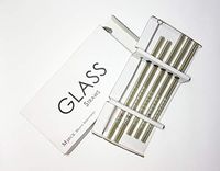 Grey Reusable Glass Drinking Straws | 8.5 inches | Boroscilicate Straw | Set of 5 + 1 Cleaning Brush