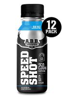 American Body Building (ABB) Speed Shot, Caffeine Shake, Pre-Workout, Intense Energy Shot with Zero Sugar, Blue Raspberry Flavored Ready to Drink 8.5 oz Bottles, 12 Count