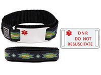 DO NOT RESUSCITATE and DNR Medical ID Alert Bracelet with SAFARY Wrist Band.