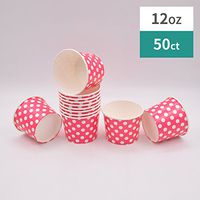 Paper Ice Cream Cups - 12 oz Polka Dot Dessert Bowls - Comes In Many Colors 50 Count (pink, 50)