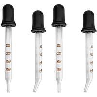 Eye Droppers - Pack of 4, Bulk Bent & Straight Tip Calibrated Glass Medicine Dropper Set