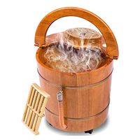 ZH Pedicure Basin Wooden Barrel Automatic Heating Massage Foot Bath Barrels Foot Massage Basin Washing Footbath Deep Barrel Bubble Footbath Heat