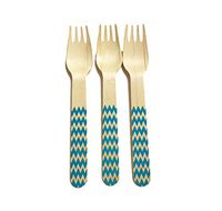 Perfect Stix Chevron Forks 158 36-Blue Printed Wooden Forks with Blue Chevron Pattern, 6" (Pack of 36)