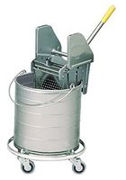 Royce Rolls Stainless Steel 8-Gallon Round Mop Bucket and 24-32 oz. Mop Wringer Combo on 3" Casters - #438