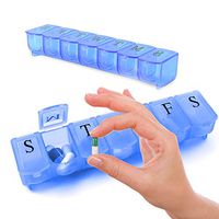 Pivit Weekly Pill Organizer | BPA Free Travel 7 Day Pill Box Case | 2 Pack | Easy Open Design and Large Compartments to Hold Vitamins, Pills, Supplements, Fish Oil and Medication (Blue)