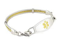Women's Fashionable Medical Alert Bracelet “Type 2 Diabetes”, Golden Gate Cable, Gold, 7.25