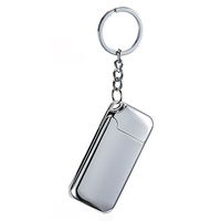 Keychain with Lighter, USB Rechargeable Electric Cigarette Cigar Lighter with Keychain Pendant Flameless Windproof, Silver, Mini