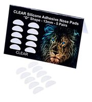 Epad Premium Silicone Adhesive Half Moon Nose Pads 13mm x 6mm - Ideal for Smaller Frames (1 Pack, 10 Pads, 5 Pairs) (Clear)