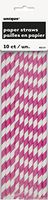 Hot Pink Striped Paper Straws, 10ct