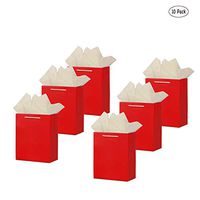 SHIPKEY Red Gift Bags with Tissue Paper| 10 Pieces Small Kraft Paper Bags for Women/Bridemaids/Wedding 6x2.5x8 Inch|Party Favor Bags, Birthday Gift Bags with Handles