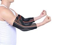 Doc Miller Premium Elbow Sleeve 1 Pair Brace Support for Golf Tennis Elbow Arthritis Tendonitis Post Workout Increases Circulation Eases Swelling (Orange, Small)