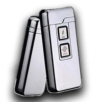 2 in 1 Rechargeable USB Windproof Lighter Novelty Gift (Silver)