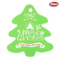 Liineparalle 100pcs Colorful Christmas Hanging Paper Tags Different Size Christmas Tree Kraft Paper Gift Label Card Christmas Ornaments(5057mm-Green)