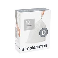simplehuman Code D Custom Fit Drawstring Trash Bags, 20 Liter / 5.2 Gallon, 3 Refill Packs (60 Count)