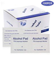 Disposable Alcohol Prep Pads, 75% Alcohol Disinfectant Cotton Slices, Sterile Gauze Pads Wrapped Swap Pad Wet Wipe Portable Skin-Prep Protection Wipes Cloth for Skin, Glasses, Phone（100 Pcs ）
