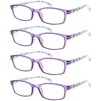 Reading Glasses 4 Pairs Stylish Quality Spring Hinge Readers Fashion Men and Women Glasses for Reading (4 Pack Purple, 1.00)