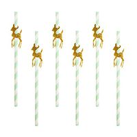 My Little Day Gold Glitter Deers Paper Straws