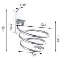 LOSYU Wall-Mounted Hair Dryer Rack, Bathroom Storage Shelf, Spiral Hair Dryer Bracket, Space Aluminum Hair Dryer Base, with Plug Storage Home Hotel Lavatory (Color : Silver)