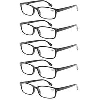 Reading Glasses Set of 5 Black Quality Readers Spring Hinge Glasses for Reading for Men and Women