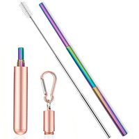 Straws Drinking Reusable Collapsible, Telescopic Stainless Steel Metal Straw, Portable Drinking Straw for 12oz/20oz/30oz Cups, perfect for Drinking Water, Coffe, Smoothie, Juice, Milkshake