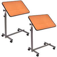 Overbed Rolling Table Over Bed Laptop Food Tray Hospital Desk With Tilting Top 2PC