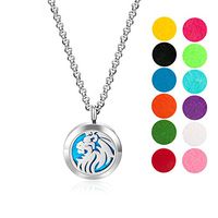 mEssentials King Lion Essential Oil Diffuser Necklace Gift Set - Includes Aromatherapy Pendant, 24" Stainless Steel Chain, Refill Pads