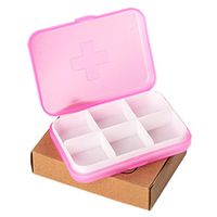 YunZyun Medical Pill Box, Pill Case - Portable Travel Medicine Vitamin Pill Organizer Box for Purse or Pocket,6 Compartments (Pink)