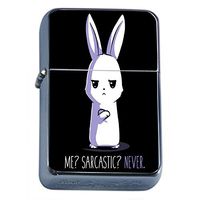Never Sarcastic Bunny Flip Top Dual Torch Em1 Smoking Cigarette Silver Refillable Dual Flame