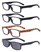 Outray Men Or Women 4 Pack Mixed Color Spring Hinges Frame Rectangular Reading Sunglasses 2.00