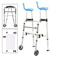 Weccan Rollator Walker with Seat Wheels Mobility for Seniors and Arm Support Folding Slides Rolling Ultra Walker Hand Grip Adjustable Lightweight Travel Walker for Men and Women Elderly
