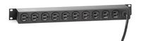 Leviton 4515-10S Horizontal Rack Mount Power Distribution Unit 15 Amp NEMA 5-15P Straight Blade Plug, 12 Receptacles with 10 ft. Power Cord, Black