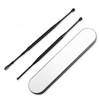 Stainless Steel Digging Ear Spoon Set Portable Spiral Rotating Dig Spoon Double Ears Artifact Cleaning Tool Lightweight Earpick Black Earwax Remover Kit For Health Care