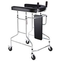 LTLHXM Adjustable Height Walking Frames Wheeled Walker with Seat and Arm Rest 4 Wheeled Roller Walker with Lockable Brake for Ergonomics Elderly Parents Disabled Injured Standard Hospital Style,Black