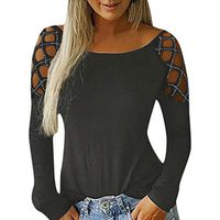 Meikosks Women's T Shirt Long Sleeve Off Shoulder Tops Solid Color Blouses Fashion Pullover Gray