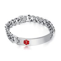 VNOX Free Engraving 10mm Stainless Steel Medical Alert ID Bracelet for Women,Silver,8"