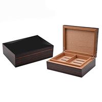 Lxc Ebony Wood High Gloss Black Painted Wooden Cigar Box Mellow Cedar Cigarette Case Cigar Humidor Portable
