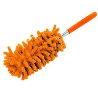 Loneflash Extendable Microfiber Hand Duster,Retractable Long-Reach Washable Dusting Brush with Telescoping Pole, Ceiling Duster,Kitchen & Automotive Cleaning Supplies (Orange)