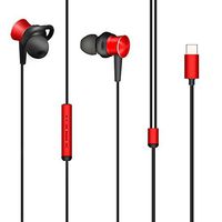 Type C Headphones Ecoker Hi-Fi Digital Stereo Earbuds Sweatproof In-Ear Noise Cancelling Sports Earphones with Mic for Pixel 2/XL, HUAWEI Mate 10/P20/Pro, Moto Z, HTC U11/12, Essential PH-1, LG - Red