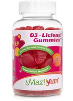 Maxi-Health Vitamin D3 Gummies 1000iU (60 Chewables) Cherry Flavor Supplement for Kids & Adults | Fortify Skin, Muscle, Joint, Immune System Health | Non-GMO, Gluten Free