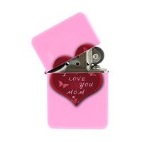 Pink Flip Top Refillable Windproof Lighter - I Love You Mom Pink Lighter